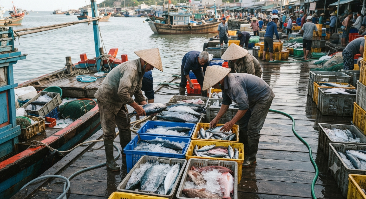 Quy trình thu mua và phân loại cá biển tươi